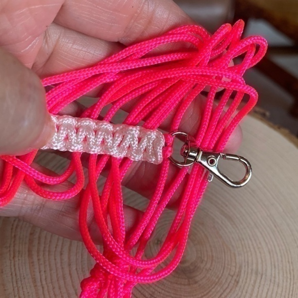 Lanyard Pink and White self Adjustable